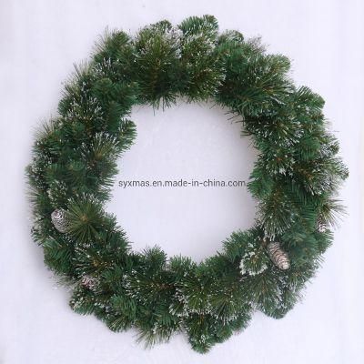 Artificial Plastic Christmas Wreath with Decorated