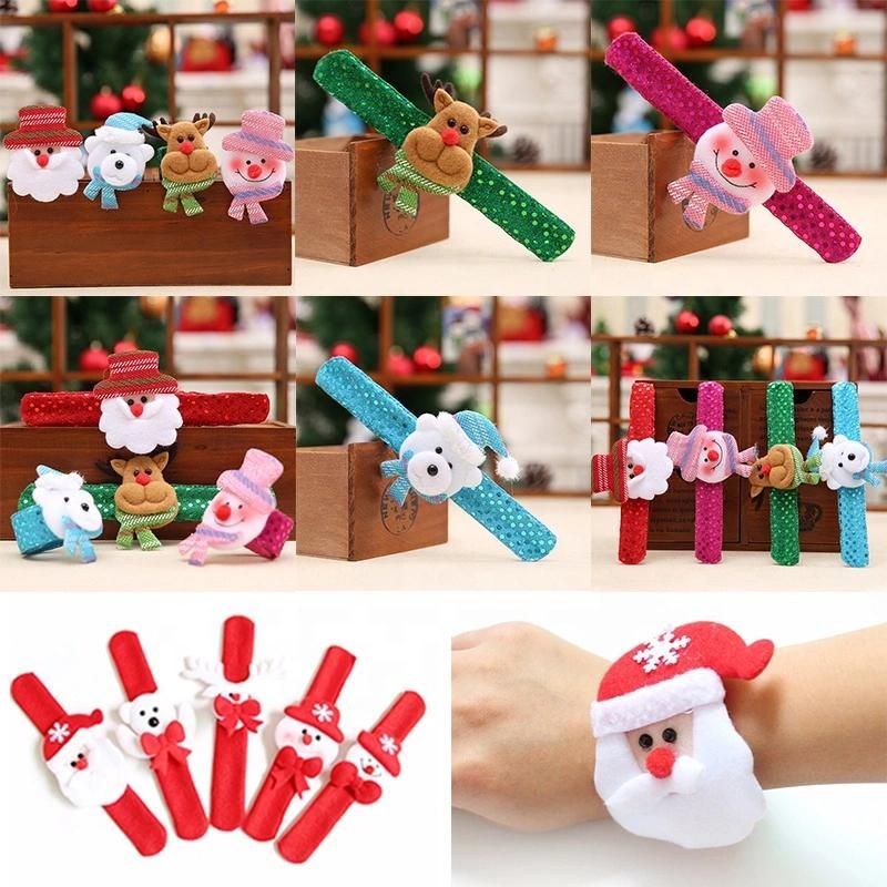 LED Christmas Toys Hand Ring Santa Snowman Luminous Hand Circle Christmas Children Gift Hand Slap Clap Bracelet Toy