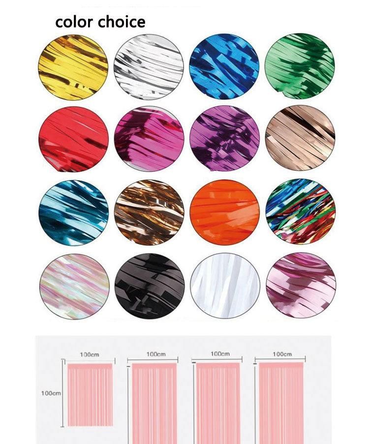 Showsea Party Decoration Aluminum Foil Curtain Tinsel Festival Background Sparkling Laser Colorful 1*2.5m Foil Fringe Square