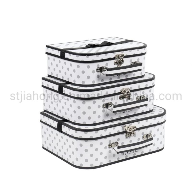 Handmade Paper Suitcase Wholesale Storage Baby Gift Packaging Box Decorative Cardboard Suitcase Boxes with Handle