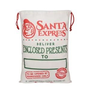 Wholesale 100 % Natural Cotton Fabric Christmas Gift Bag, Personalized Pattern Canvas Santa Sack.
