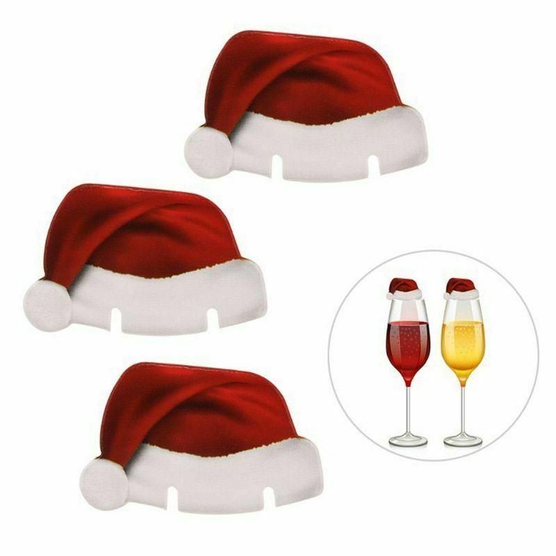 Christmas Decorations Wine Glass Hats Party Holiday Decorations