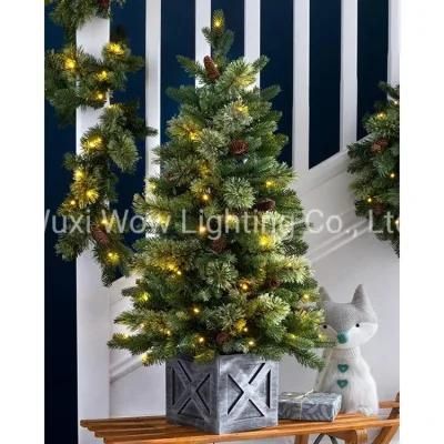Natural Pine Potted Christmas Tree with 50 Warm White LED Lights