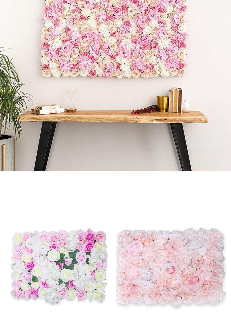 Flower Panels Artificial Flowers Wall Screen 60X40cm (23.62"X15.75") Romantic Floral Backdrop Hedge Home Decor Wedding Party Photo Background - Red Rose