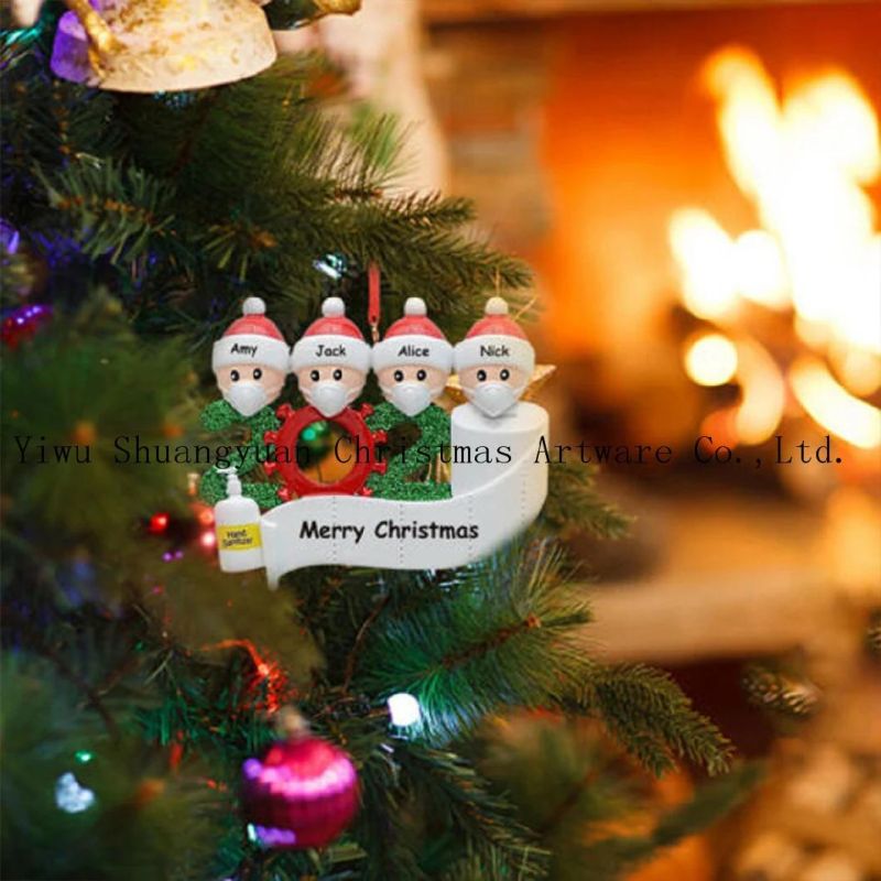 2020 Quarantine Christmas Decoration Personalized Quarantine Christmas Tree Hanging Survivor Family with Face Hand Sanitizer Christmas Ornament