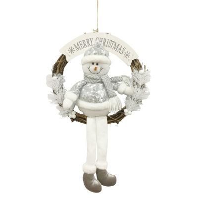 Wholesale Suppliers 32cm Round Snowman Wreath Tree Hanging Large Christmas Ornaments for Front Door