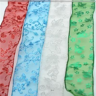 Nylon Organza Ribbon with Edge Wire for Gift Decoration
