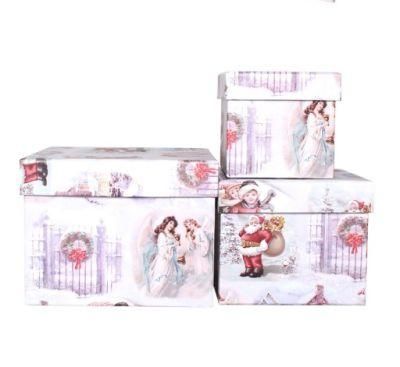 Customizable Square Color Printing Cardboard Decorative Storage Gift Packaging Boxes Stacking Box with Ribbon