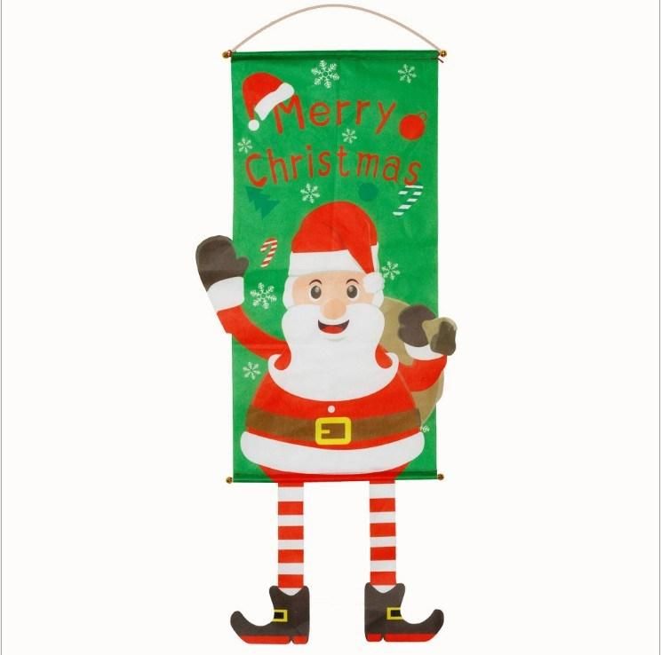 Christmas Decorations Banners Santa Deer Background Hanging Flag Banner