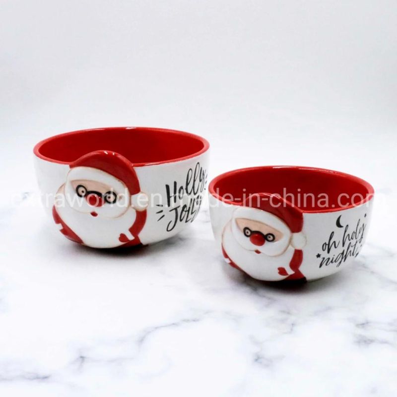 2021 Promotion Gift Hand-Painted Ceramic Bowl Christmas Dinnerware Craft