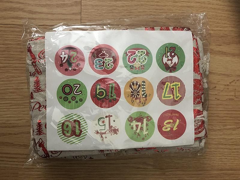 Christmas Decorations Candy Drawstring Cotton Gift Bag Advent Calendar Countdown 24 PCS Sets