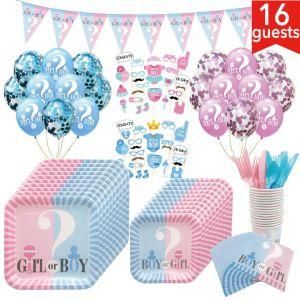 Gender Reveal Party Decoration Boy or Girl Banner Disposable Tableware