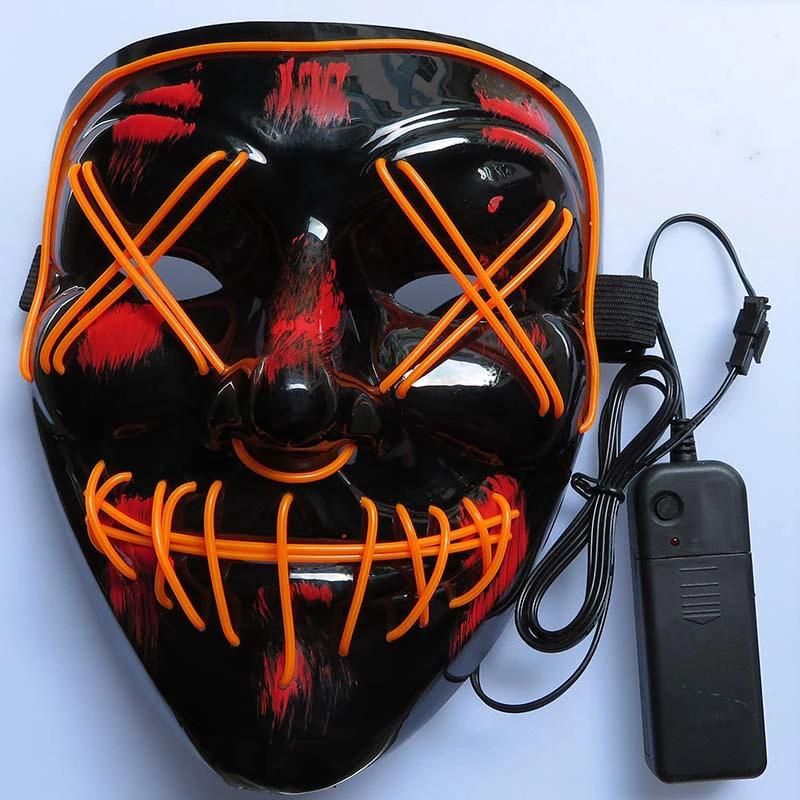 Scary Mask Cosplay LED Costume Mask EL Wire Light up for Halloween Festival Party