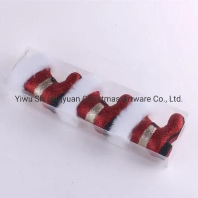 Hot Sale Plastic Red Glitter Boot Christmas Decoration