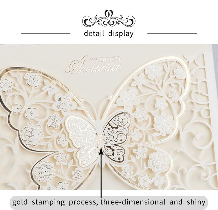 Fancy Butterfly Laser Cut Wedding Invitations Cards with Envelope