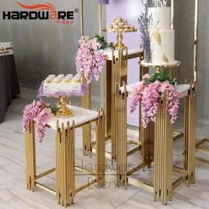 Wedding Event Used Gold Metal Frame MDF Top Wedding Decoration Cake Stand