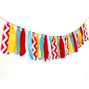 Colorful Striped Garland Fabric Birthday Party Banner Photo Props