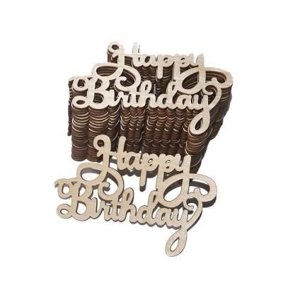 Hollow Happy Birthday Ornament Wooden Birthday Wording Laser Cutout Decoration DIY Custom Design