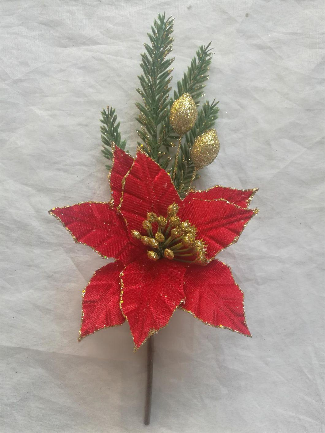 Wholesale Artificial Simulation Flowers Picks for Christmas Decoration Xmas Ornament