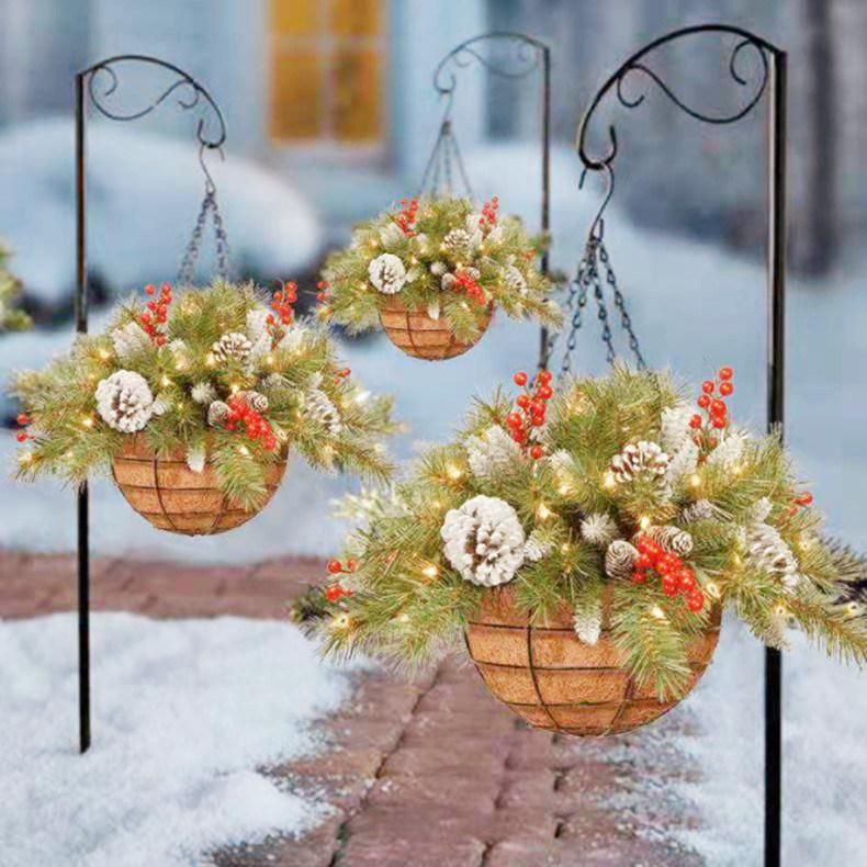 Christmas Festival Decorations Artificial Wreath Hanging Baskets