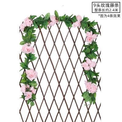Artificial Flower Silk Flower Plastic Flower Artificial Rose Rattan Plant Wedding Background Home Decoration
