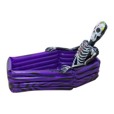 8halloween Skeleton Coffin Inflatable Ice Bucket for Pool Floating Drink Fruit Cool Box Inflatable Serving Bar Salad Ice Tray