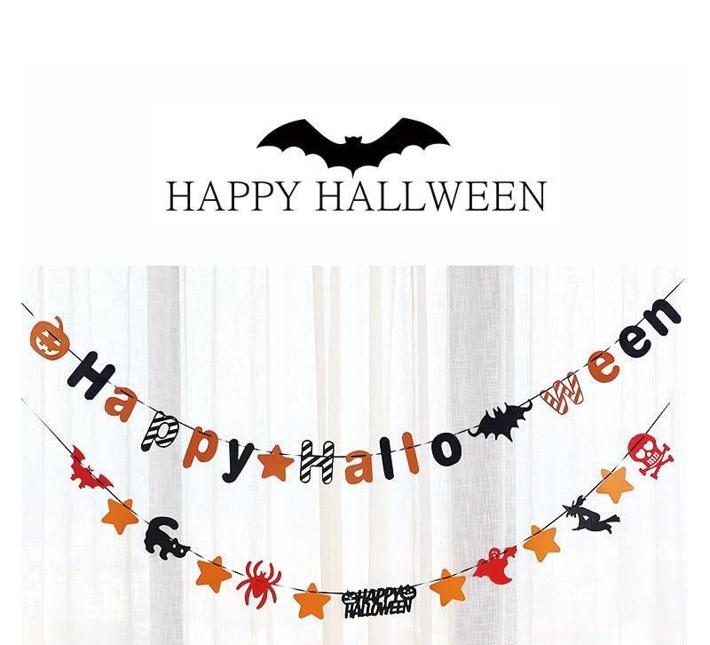 Halloween Triangle Pull Flag Skull Pumpkin Paper Pull Flower Halloween Party Decorations Halloween Pull Flag