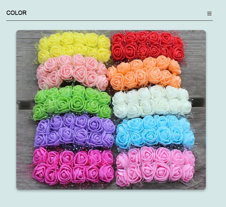 Colorful PU Material Decorative Artificial Flower Single Rose Shape Flower for Wedding Using Handmade Foam Rose Head