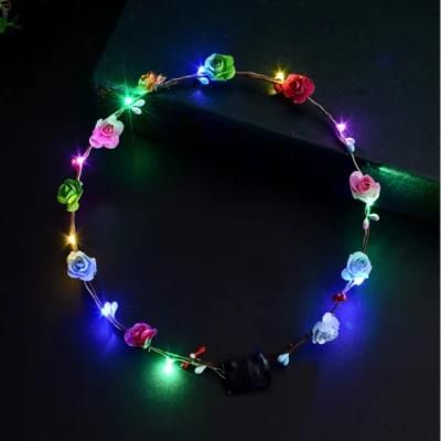 LED Flower Garland Headband -Festival Floral Flower Hair Wreath Headdress