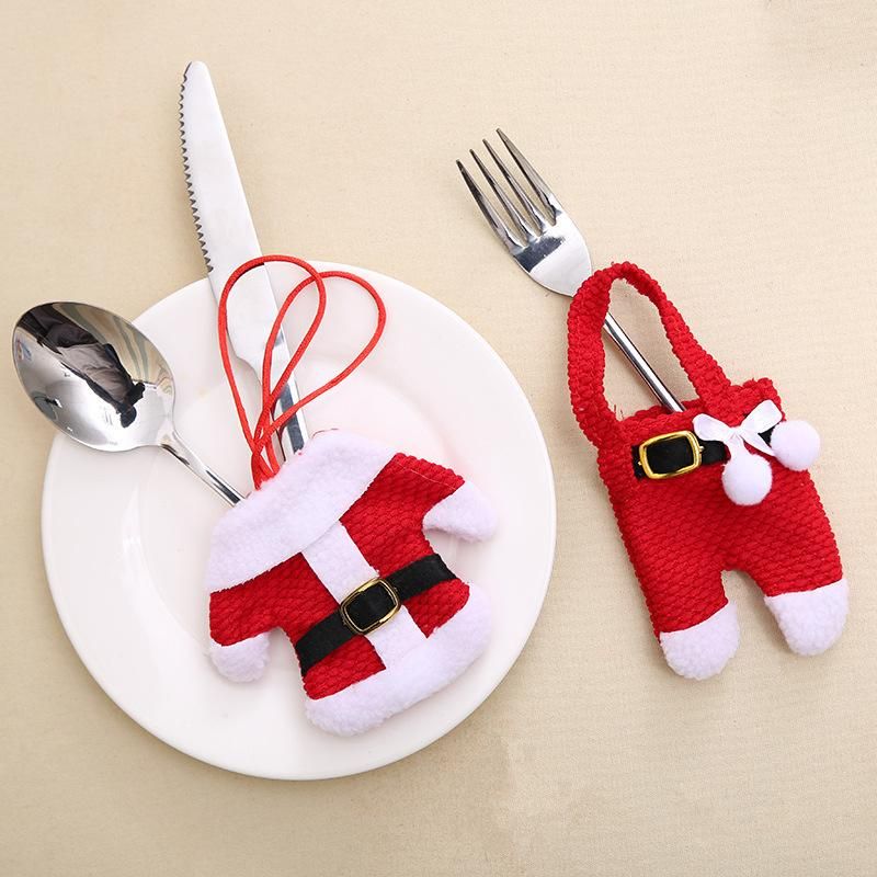 Santa Claus Knife Fork Holder Bags Merry Christams Decor Gift