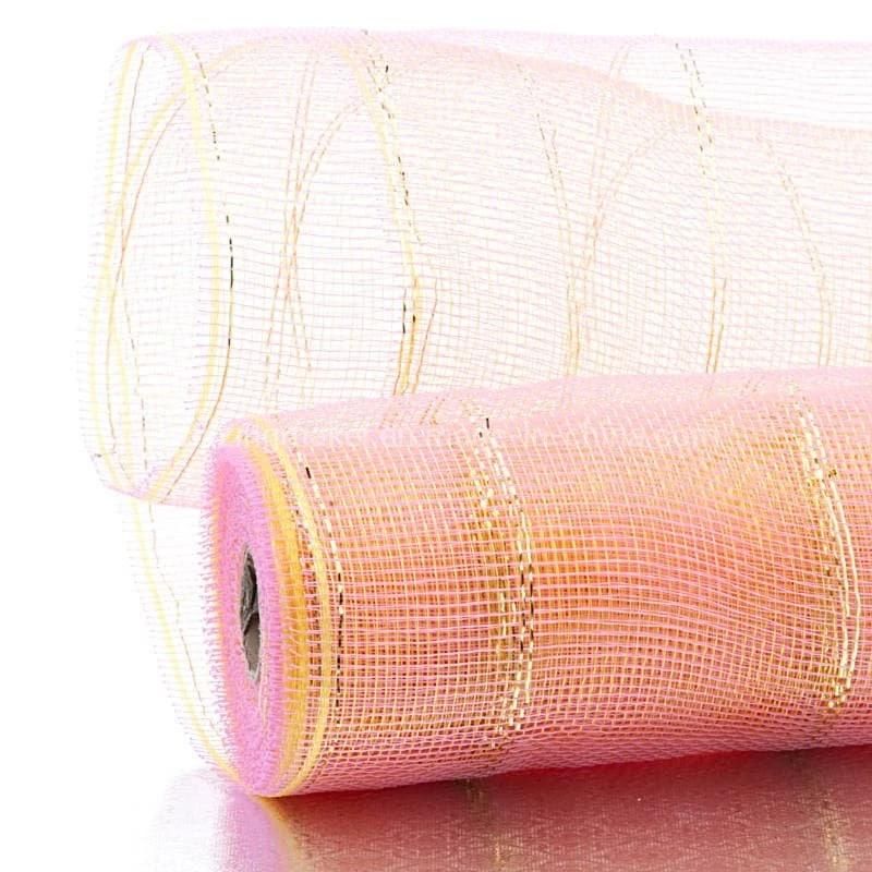 Wide Spaced Double Metallic Stripe 21′′ Wedding Packaging Deco Mesh