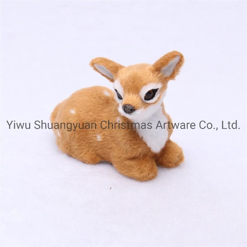 Christmas Reindeer Lying Deer Plush Plastic Xmas Home Decor Gift Elk Mini Shop Window Simulation Xmas Elk