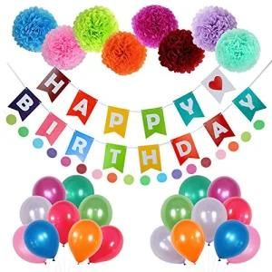 Umiss Paper Garland Birthday Banner Balloons for Party Decoration Party Supply
