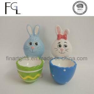 Big Size Ceramic Easter Cute Bunny Egg-Cup for Table Decor