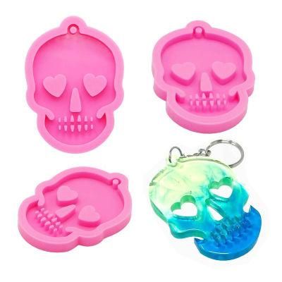 Wholesale Custom Halloween Skulls Shaped DIY Keychain Tag Pendant Epoxy Resin Casting Silicone Mold