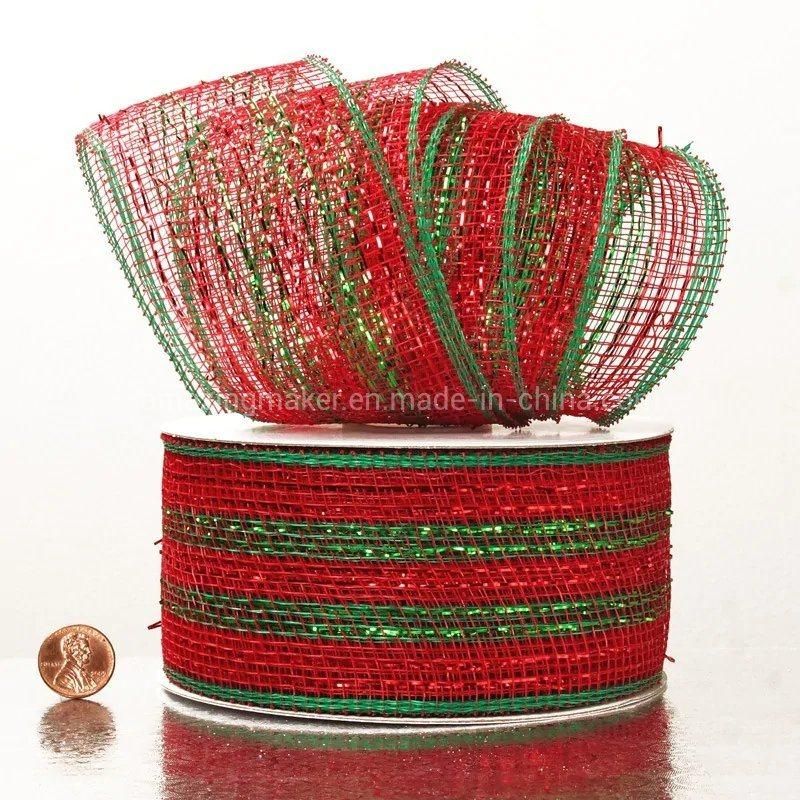 Metallic Stripes 2.5′′ Deco Mesh Ribbons for Wedding Wrapping