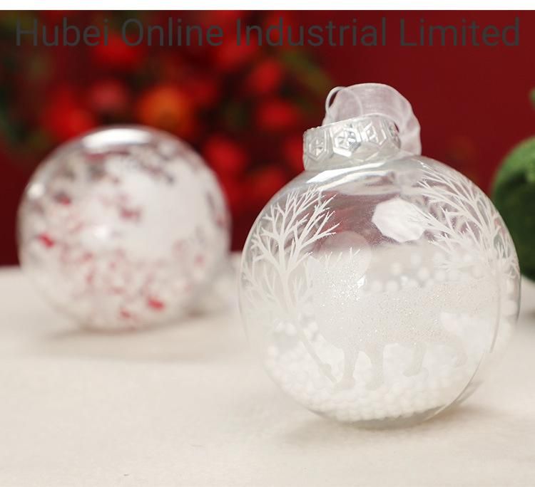 8cm Transparent Plastic Acrylic Ball Christmas Ornament Christmas Ball Christmas Tree Pendant Market Decoration Pet Hollow Ball