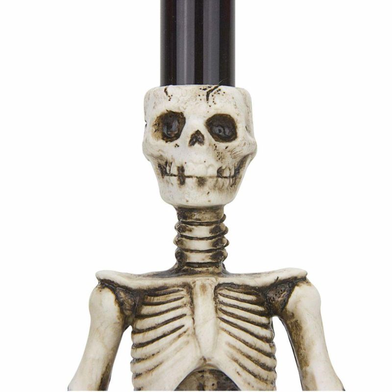 Gmt-10319 Triple LED Halloween Candles Flameless and Skeleton Candle Holder Stand for Skull Halloween Decoration and Haunted House Decor