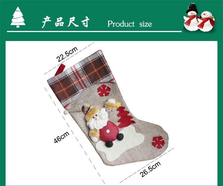 Wholesale Cotton Christmas Decorations New Year Gifts Santa Snowman Elk Socks Christmas Gift Bag for Kids