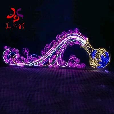 Outdoor 3D Structure Bottle Vase Shape Christmas Street Motif Lights