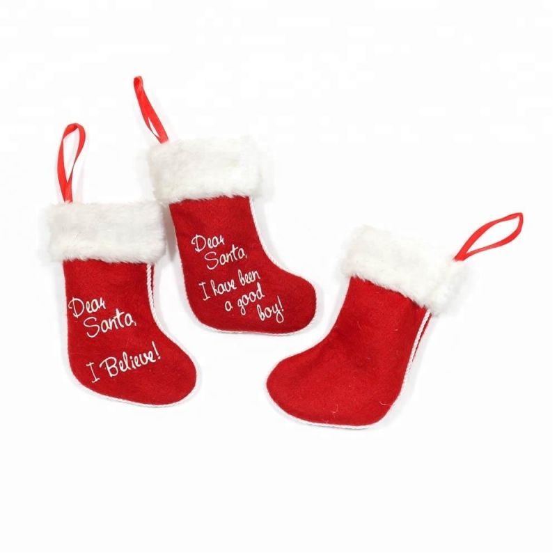 Christmas Decoration Red Felt Hanging Sock