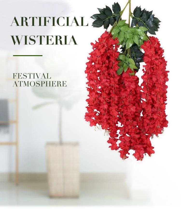 Artificial Wisteria Vine Ratta Hanging Garland Silk Flowers String Home Party Wedding Decor