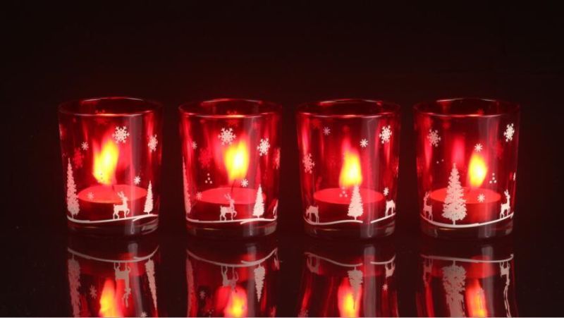 Factory Price Red Mercury Glass Candle Holders Electoplate Tealight Candle