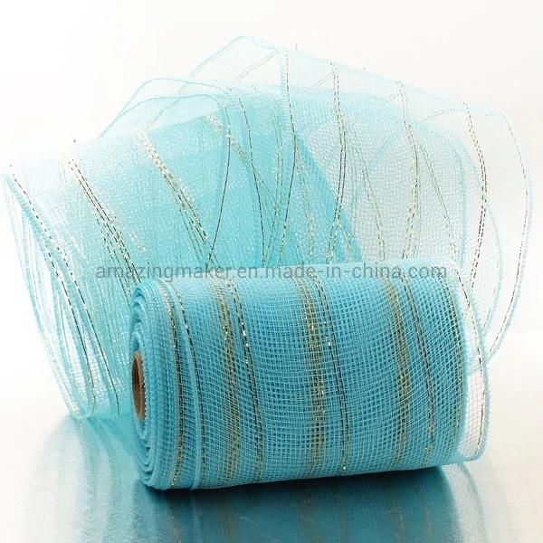 Metallic Stripes 6′′ Deco Mesh Ribbons for Wedding Party