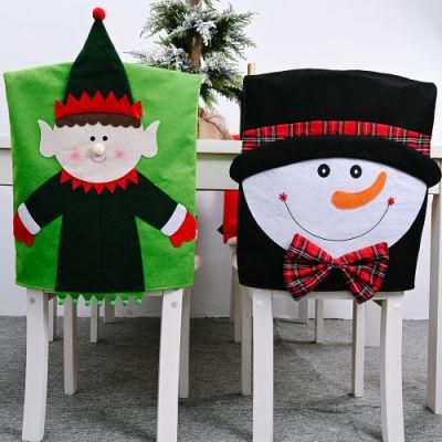 Xmas Home Dining Chair Slipcovers Christmas Restaurant Back Chair Cover Santa Claus Decoration