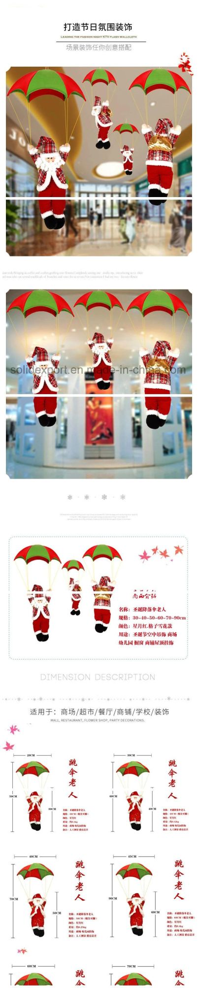 Father Christmas Skydiving Christmas Decoration for Shopping Mall Home Kindergarten