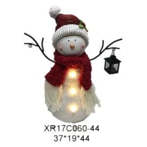 Polyresin Craft Christmas Resin Snowman with LED Light Candle Holder