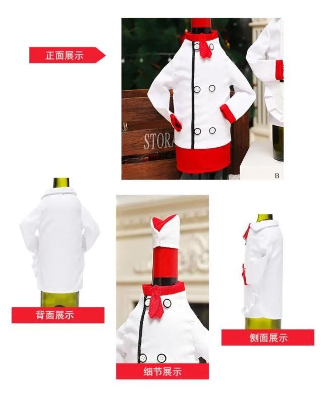 Christmas Wine Bottle Sets Chef′ S Clothes Hats Restaurant Bar Holiday Decorations Props Household Items