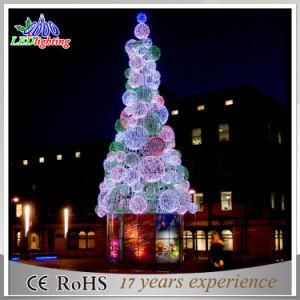 Metal Frame Giant Christmas Tree White Red Ball LED Light Ce/RoHS Outdoor Lighted Trees