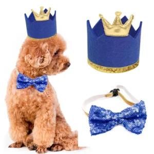 Cat Dog Crown Hat Bow Tie Set Children&prime;s Holiday Dress up Supplies